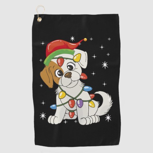 Kerstseizoen Santa Jack Russell Terrier Golfhanddoek (Voorkant)