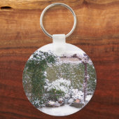 Kerstseizoen, sneeuw in de tuin sleutelhanger (Voorkant)