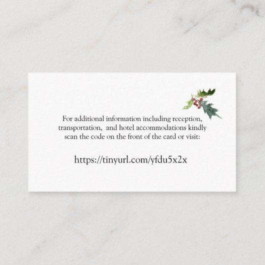 Kerstseizoen Weddenschap QR-code website Informatiekaartje (Achterkant)