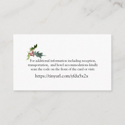 Kerstseizoen Weddenschap QR-code website Informatiekaartje (Achterkant)