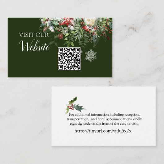 Kerstseizoen Weddenschap QR-code website Informatiekaartje (Voorkant / Achterkant)
