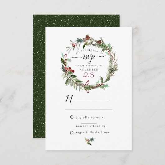 Kerstseizoen Weddenschap RSVP 2 Informatiekaartje (Voorkant / Achterkant)