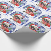 Kerstseizoen Winter Pug Cadeaupapier (Hoek)