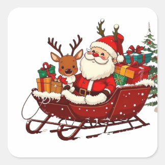 Kerstserie 4 - Sleigh Stickers
