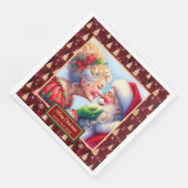 Kerstservetten Rood Goud Groen Mr & Mrs Claus Servet (Hoek)