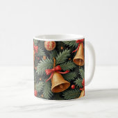 Kerstsfeer bellen, decoratief patroon. koffiemok (Voorkant rechts)