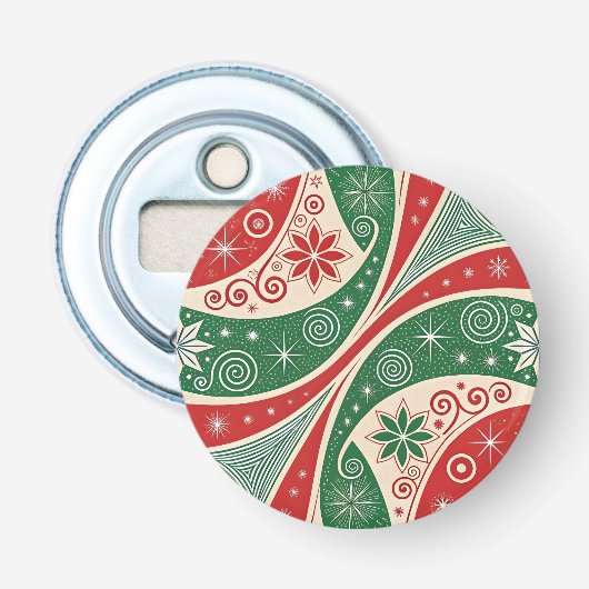 Kerstsfeer Button Flesopener (Voorkant)