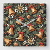 Kerstsfeer, decoratief kerstpatroon, vierkante klok (Voorkant)