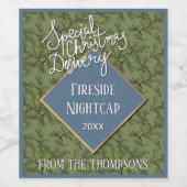 Kerstsfeer Dennenboom Naalden Jeneverbessen Wijn Etiket (Enkel label)