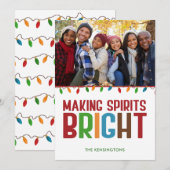 Kerstsfeer foto met vrolijke lichtjes feestdagenkaart (Voorkant / Achterkant)