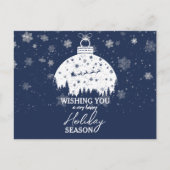 Kerstsfeer in besneeuwd bos Witte Ornament Kerstma Feestdagenkaart (Voorkant)