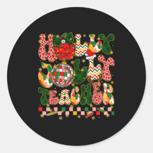 Kerstsfeer Leraar Luipaard Sneeuwman Kerstmannen Ronde Sticker