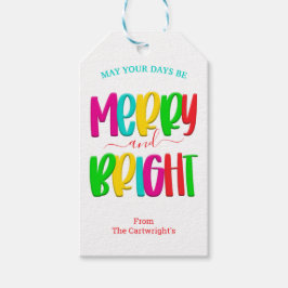 Kerstsfeer Merry and Bright Cadeaulabel