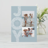 Kerstsfeer met sneeuwvlokken en ijsblauw twee foto feestdagenkaart (Staand voorkant)