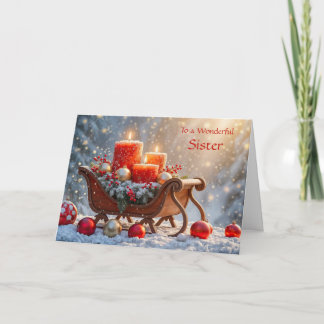Kerstsfeer met zus decoraties in de sneeuw  kaart