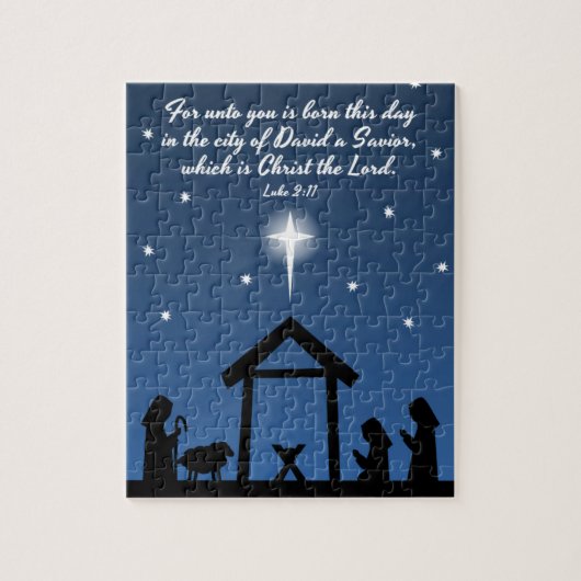 kerstsfeer puzzel met bijbelversie legpuzzel (Verticaal)