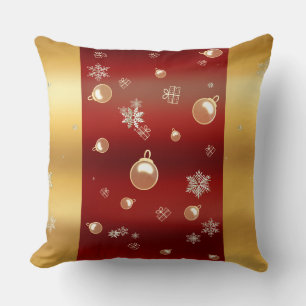 Kerstsfeer rood en goud kussen