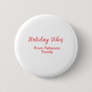 Kerstsfeer rood Kerstmis voeg familienaam datum to Ronde Button 5,7 Cm