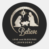 kerstsfeer Silhouette Ronde Sticker (Voorkant)