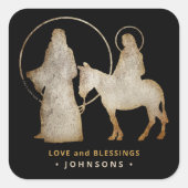 kerstsfeer Silhouette Vierkante Sticker (Voorkant)