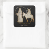 kerstsfeer Silhouette Vierkante Sticker (Tas)