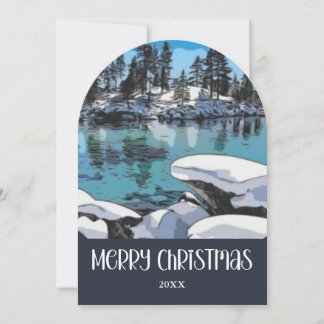 Kerstsfeer vanuit Lake Tahoe Sneeuwbol Vakantie Feestdagenkaart