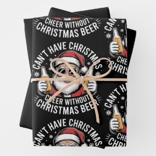 Kerstsfeer zonder bier is onmogelijk Kerstman Kers Inpakpapier Vel