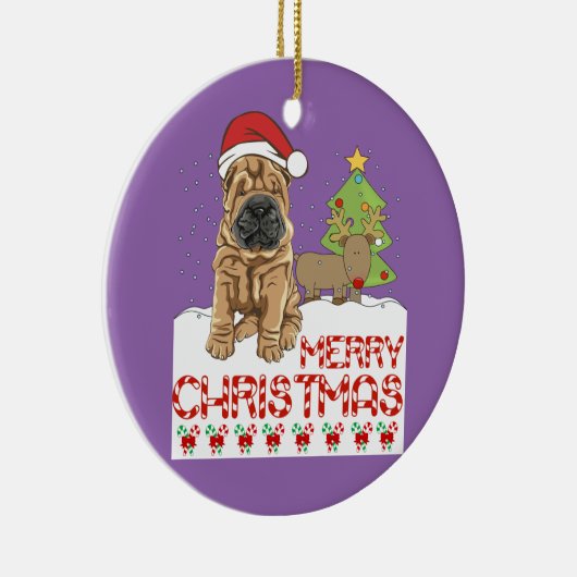 KerstShar Pei Keramisch Ornament (Rechts)