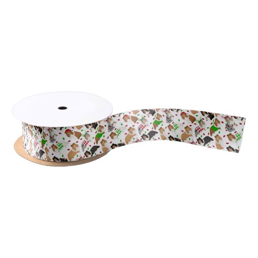 KerstSheltie Shetland Sheepdog Satin Ribbon Lint (Spoel)