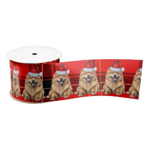 Kerstshow Chow Dog Holiday Red Plaid Lint