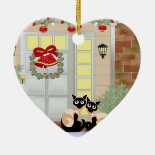 KerstSiames Cats Keramisch Ornament