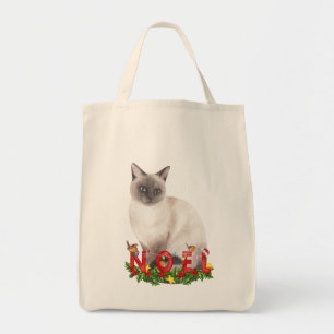 kerstsiamese kat-Waterverf  Tote Bag