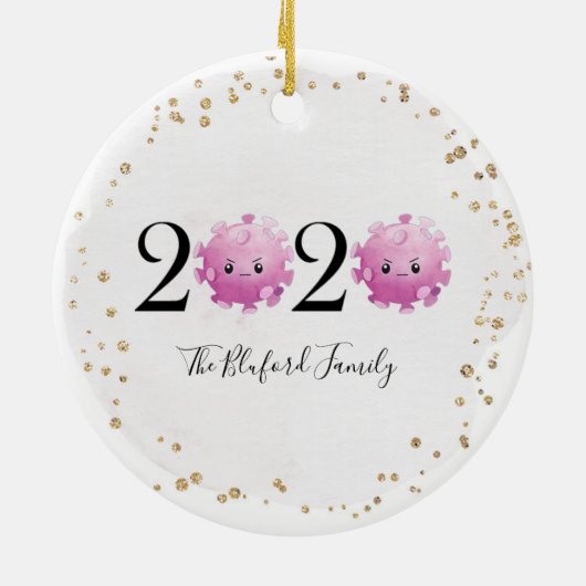 Kerstsieraad 2020 Quarantaine Virus Pandemic Keramisch Ornament (Achterkant)