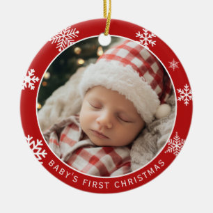 Kerstsieraad met dubbelzijdige foto voor de eerste keramisch ornament
