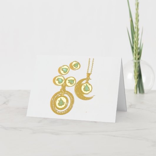 Kerstsieraden Boom blauw zwart heldere maan Folie Feestdagenkaart (Voorkant)