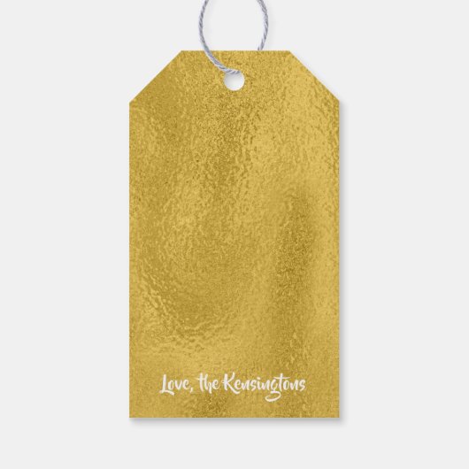 kerstsieraden en heldere faux Gold-typografie Cadeaulabel (Achterkant)