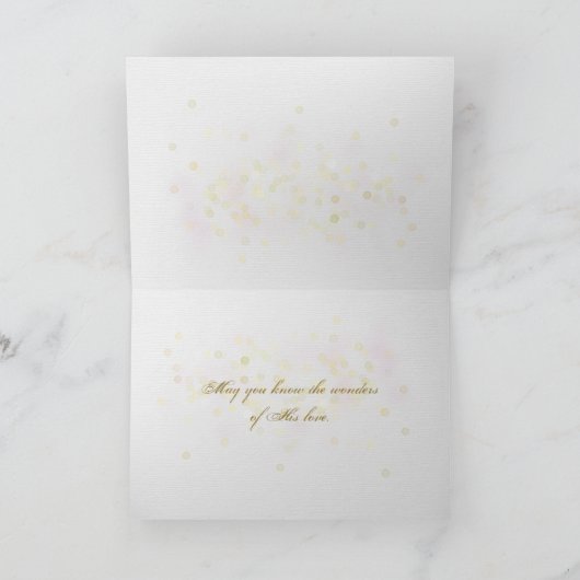 kerstsieraden met witte en gouden kerst kaart (Binnen)