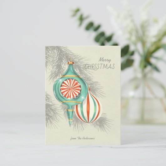 Kerstsieraden Schitterende retro-blaasjes CC1245 Briefkaart (Staand voorkant)