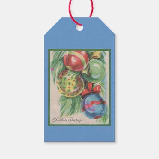 Kerstsieraden uit de jaren veertig cadeaulabel (Voorkant)