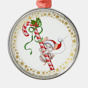 kerstsiermuis metalen ornament