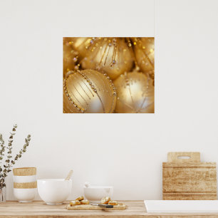 kerstsierplanten, gouden Ornamenten, glitter Poster
