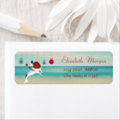 kerstsierplanten, strand, dolfijn met kersthat etiket (Insitu)