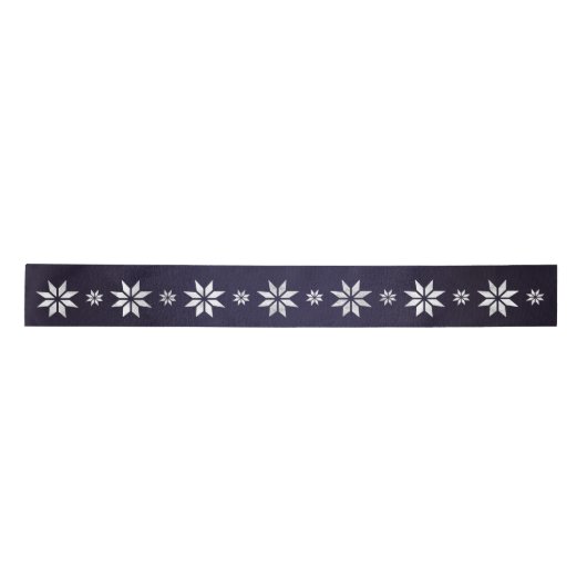 KerstSilver Star Ribbon Blue Navy Lint (Voorkant)