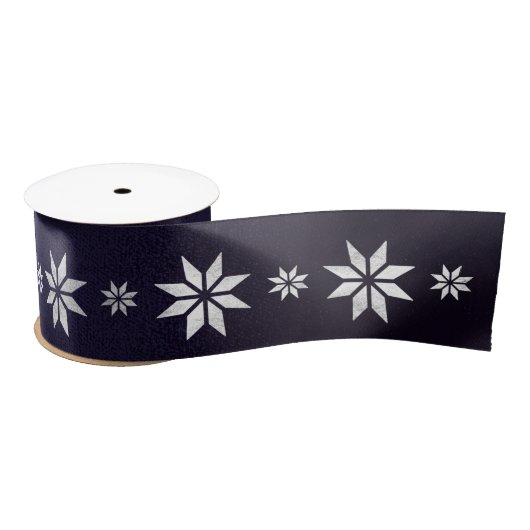 KerstSilver Star Ribbon Blue Navy Lint (Spoel)