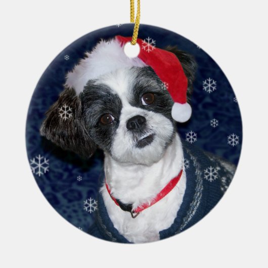 Kerstsjiih Tzu Dog Keramisch Ornament (Voorkant)
