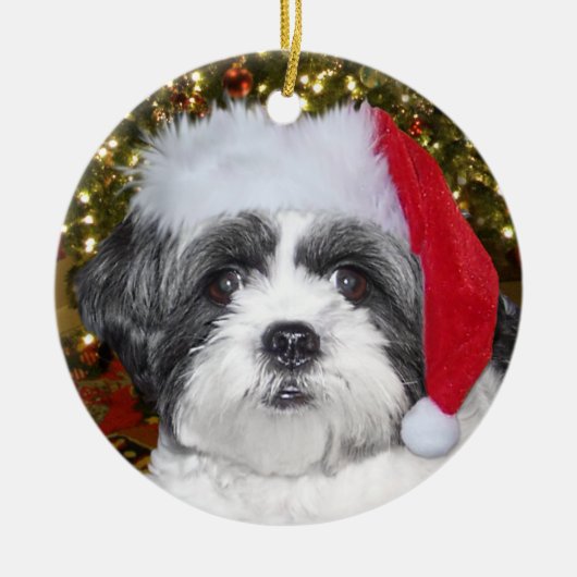 Kerstsjiih Tzu Dog Keramisch Ornament (Voorkant)