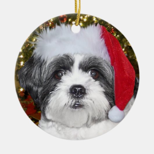 Kerstsjiih Tzu Dog Keramisch Ornament (Voorkant)
