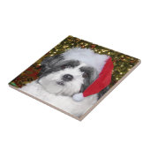 Kerstsjiih Tzu Dog Tegeltje (Zijkant)