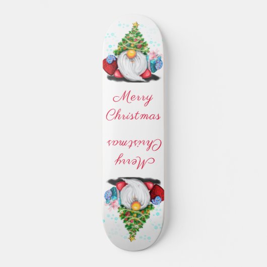 kerstskateboard Gift Gnomen met cadeaus Skateboard (Voorkant)