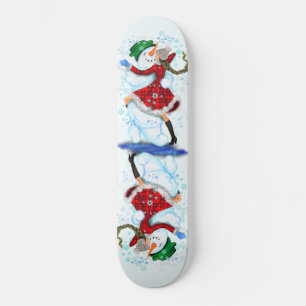 kerstskateboard Gift Snowman and Girl Dance Skateboard